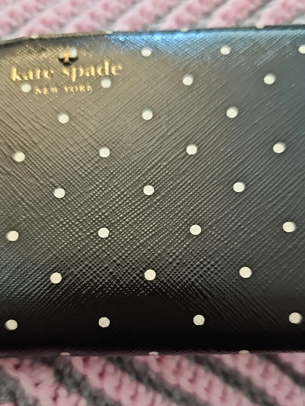 Polka Dot Black Leather Card Wallet - Men Accessories